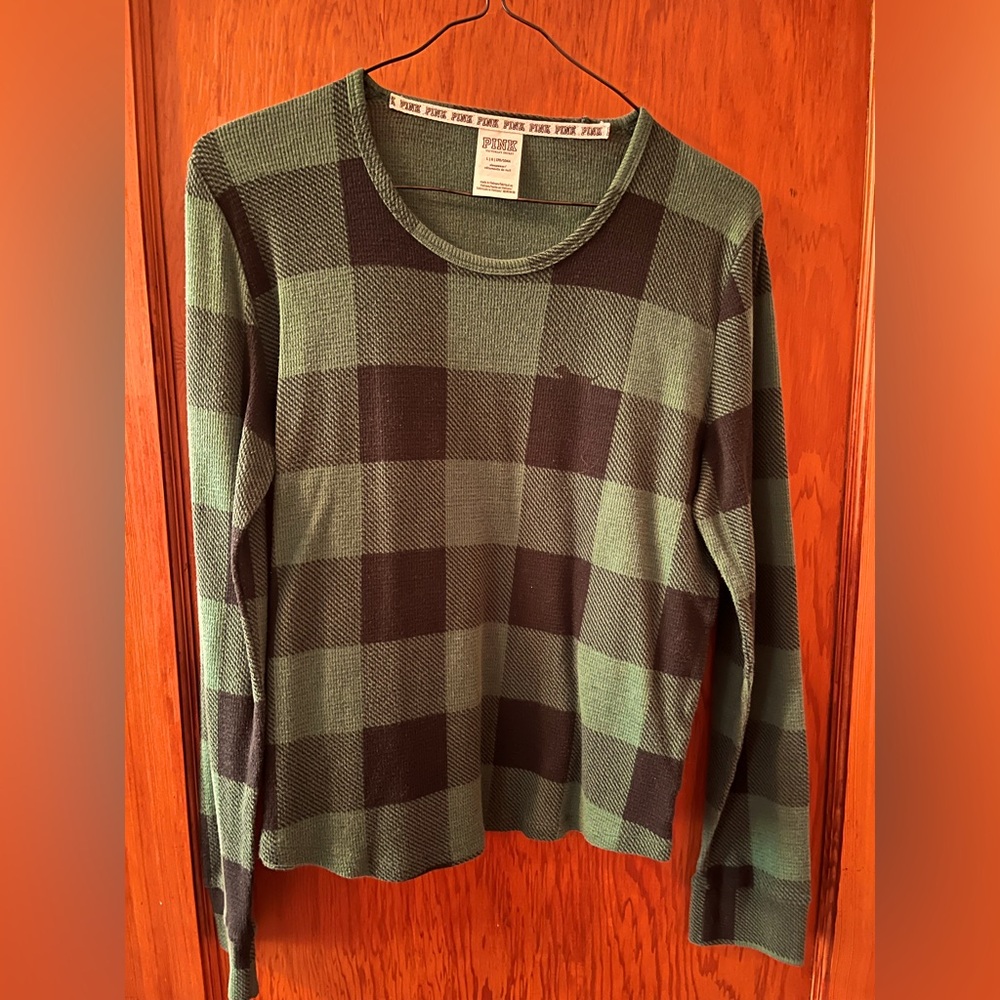 PINK LS flannel sleep shirt